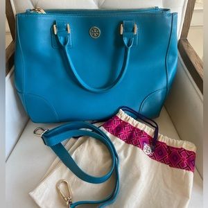 Tory Burch Robinson Double Zip Tote Bag in Electric Eel